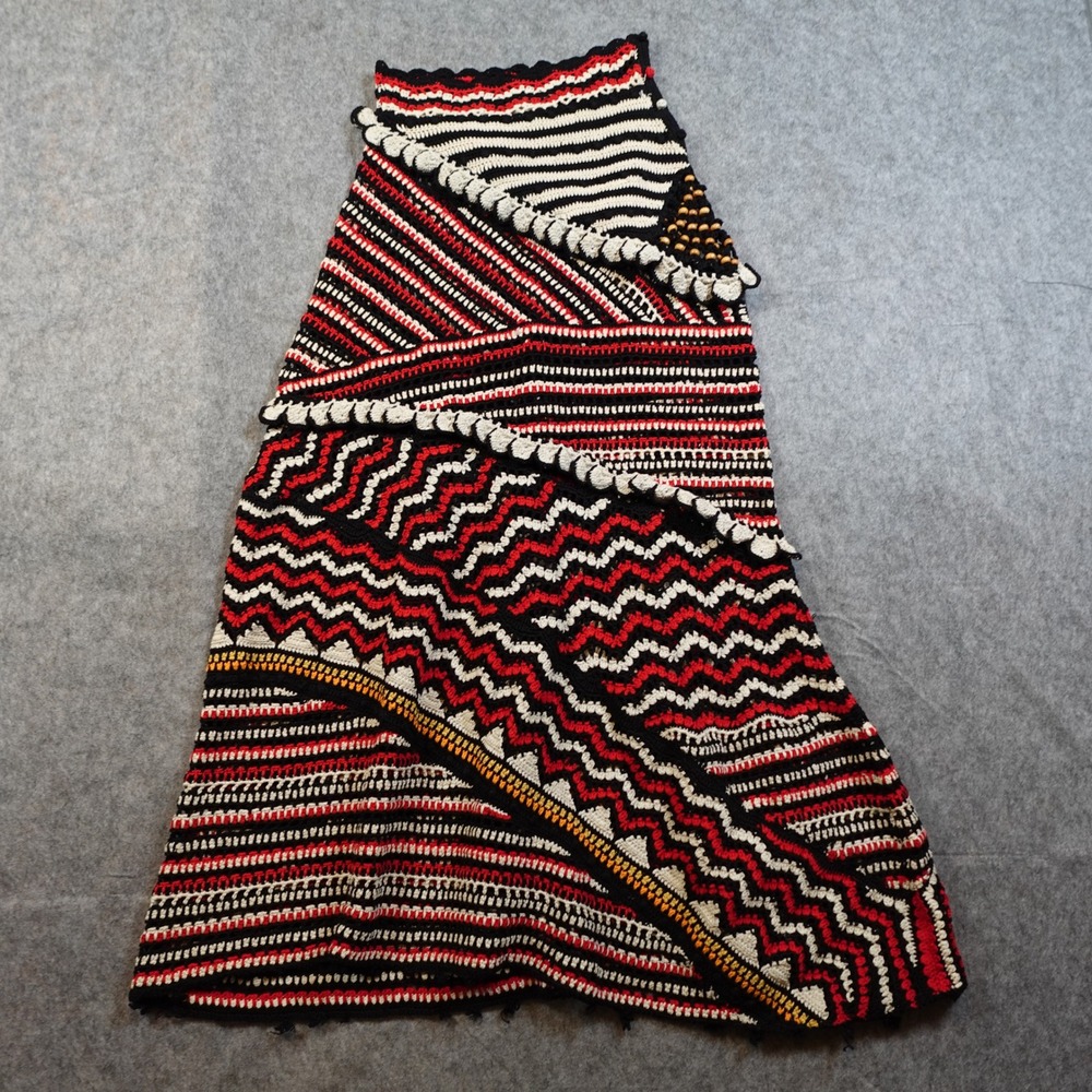 Ulla Johnson Skirt Womens XS/S Hand Crocheted Wooden Beaded Black Red Maxi